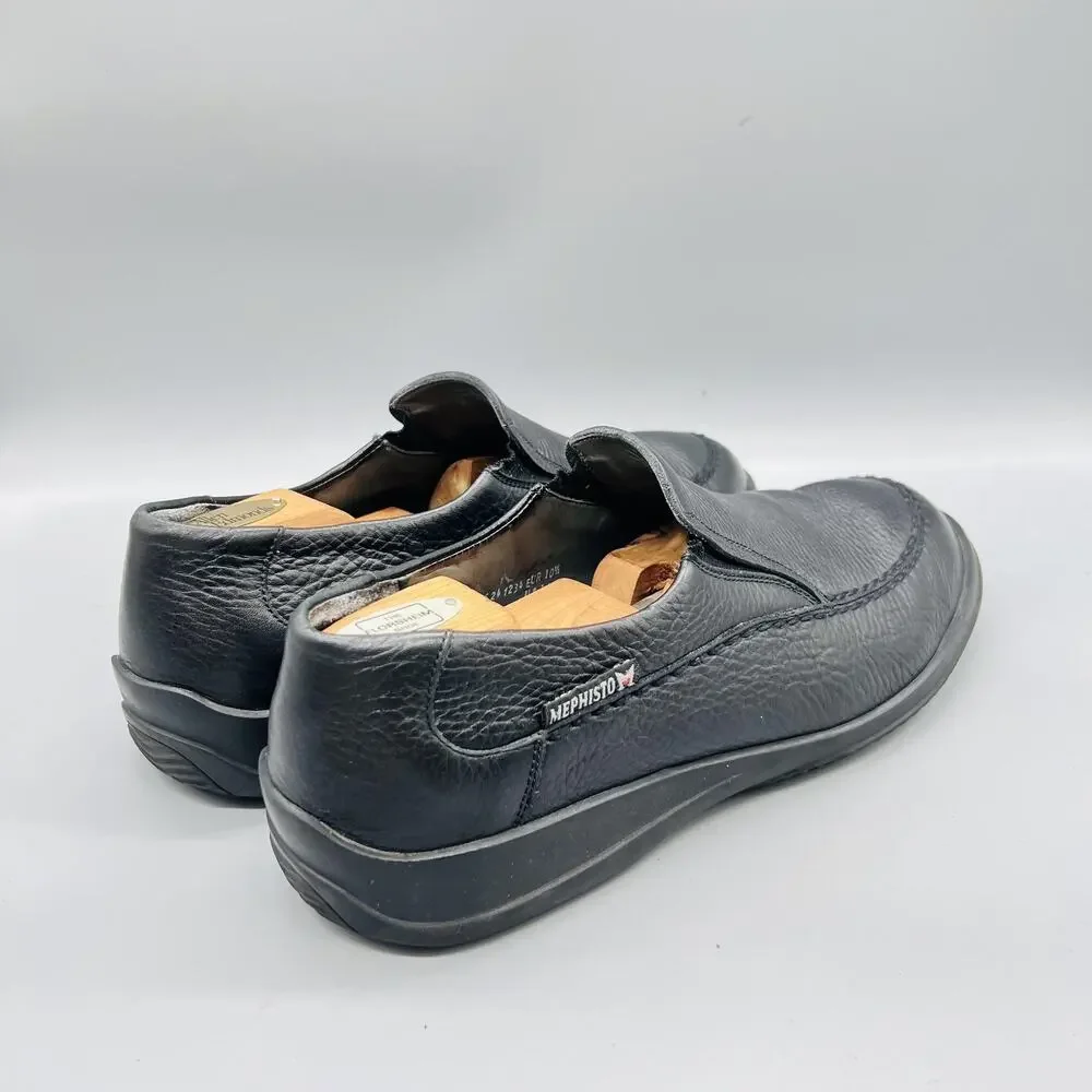 Mephisto Shoes Mens 11 Black Pebbled Leather Slip On Loafers Casual Comfort